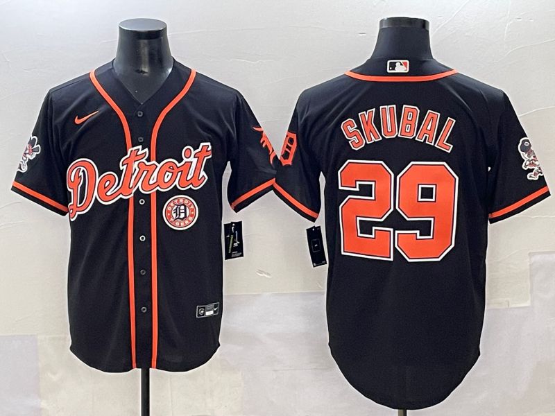 Men 2025 Detroit Tigers #29 Skubal Black Joint Name Nike MLB Jersey style 2